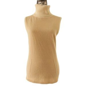 CRUCIANI Women's Beige Turtleneck Sleeveless Cashmere Sweater Size 46 Italy